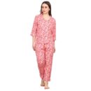 Peach Floral Printed Night Suit For Women