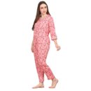 Peach Floral Printed Night Suit For Women