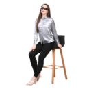 Women Grey Satin Shirt