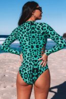 Leopard Print Zipper Cutout Monokini