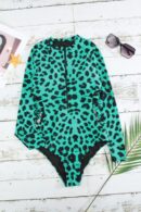 Leopard Print Zipper Cutout Monokini