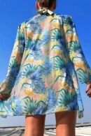 Radiant Waves High Waist Bikini with Tropical Coverup