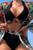 Radiant Waves High Waist Bikini with Tropical Coverup