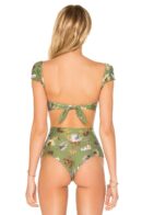 Green Floral Bandeau High Waist Bikini