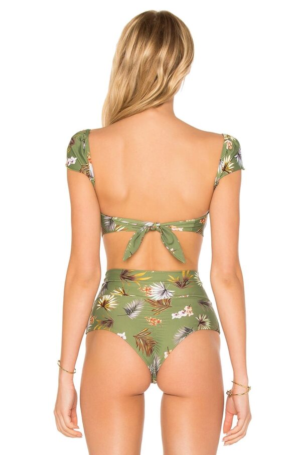 Green Floral Bandeau High Waist Bikini - Image 9